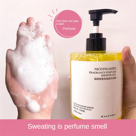 Niacinamide Perfume Shower Gel Body Wash Brightening Exfoliating Smoothing Gentle Cleansing Moisturizing Bath Lotion Women Men Cindorium