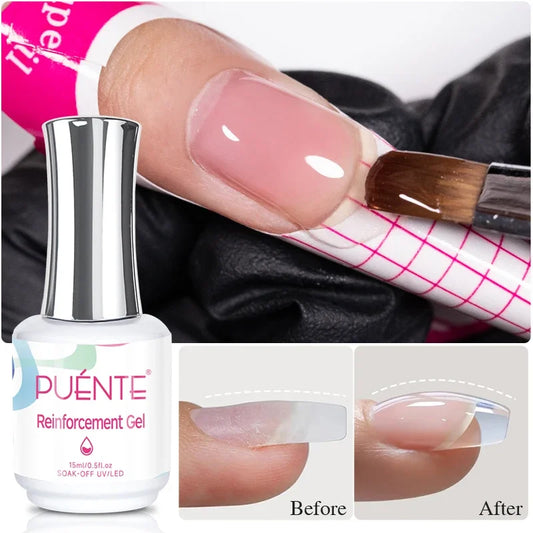 15ML 7-IN-1 Reinforcement Gel Nail Polish Transparent Base Coat Extension Self-Leveling Color Fixation Soak Off UV Nail Varnish Cindorium