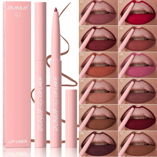 Tapered Nib Lip Liner Pencil Matte Red Brown Plumping Lip Stain Lasting Waterproof Fine Lipstick Slim Lip Outline Contour Makeup Cindorium