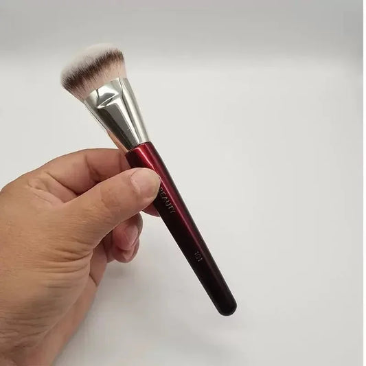 1pc Angled Liquid Base Foundation Makeup Brush – Contoured Concealer Brush with Red Wood Handle - Cindorium