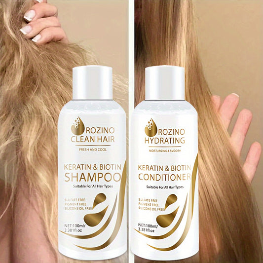 Instantly repair and protect all hair, keratin&biotin dense fluffy wash combination, deep maintenance, moisturizing, smoothing and strengthening hair roots, heat protection contains keratin essence, and hair conditioner prote  Cindorium