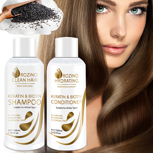 Instantly repair and protect all hair, keratin&biotin dense fluffy wash combination, deep maintenance, moisturizing, smoothing and strengthening hair roots, heat protection contains keratin essence, and hair conditioner prote  Cindorium