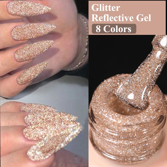 UR SUGAR 15ml Champagne Gold Sliver Reflective Glitter Gel Nail Polish Varnish Semi Permanent Soak Off UV Gel For Manicure Art  Cindorium