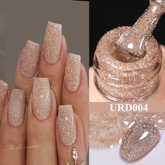 UR SUGAR 15ml Champagne Gold Sliver Reflective Glitter Gel Nail Polish Varnish Semi Permanent Soak Off UV Gel For Manicure Art  Cindorium