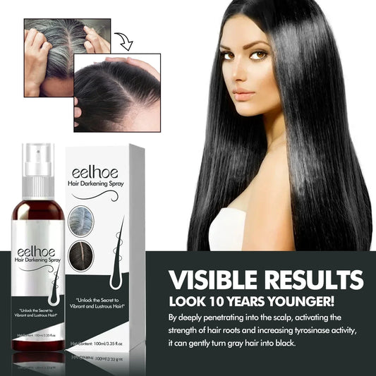 EELHOE Black Hair Spray Dye White to Black Serum Anti Gray Cover White Hair Remover Spray Scalp Nourishing Darkening Hair Spray - Cindorium